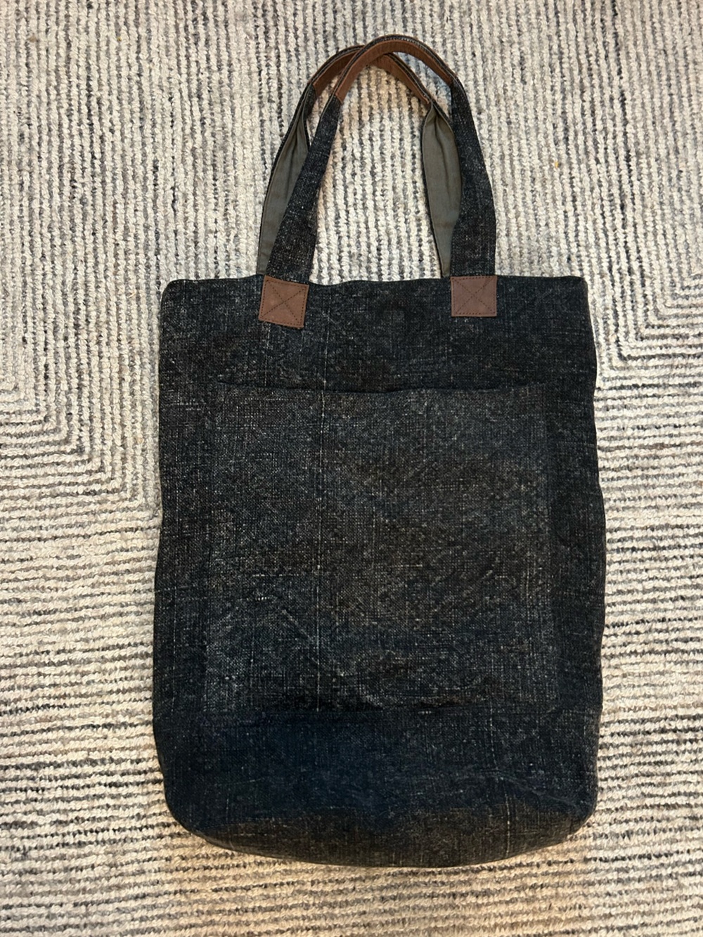 Roost Charcoal Gray Jute Oversized Large Tote Bag Cotton